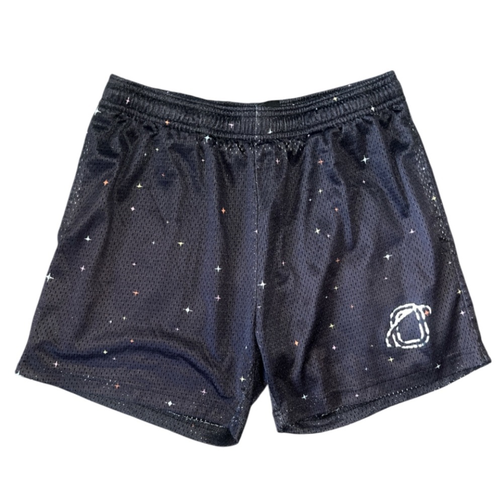 Overtime Unisex Black Athletic Shorts with Star Print